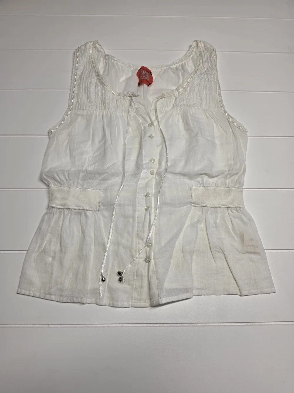 Free People Day Dreamer Eyelet Tank Top White Size 4 (SMALL) 100%Cotton!